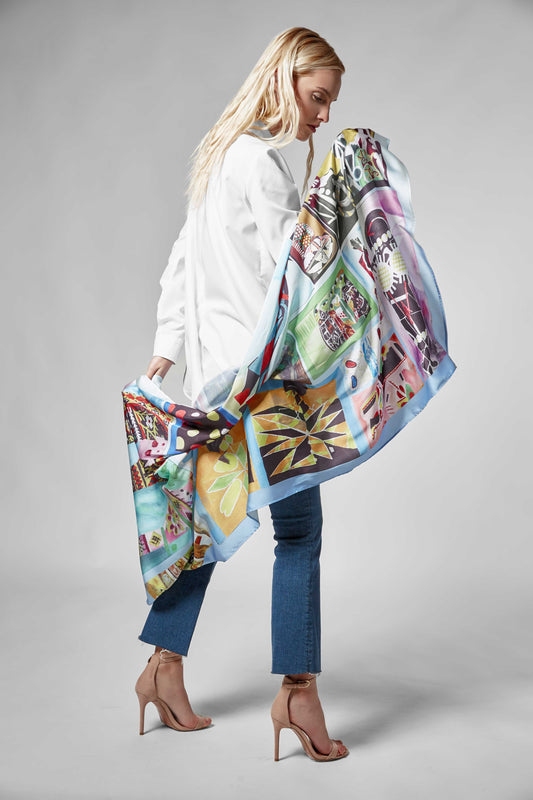 Designer Shawl with Art Prints - Yulia Marushko Collaboration