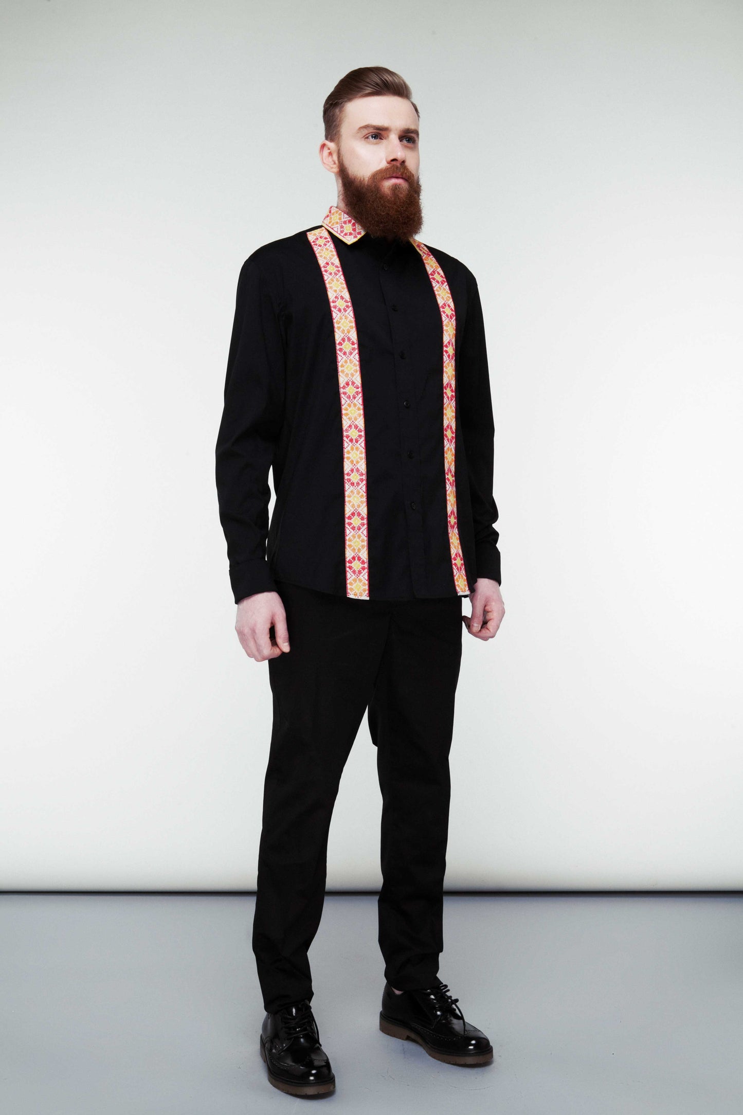 Men's Embroidered Shirt - Heritage Striped Design
