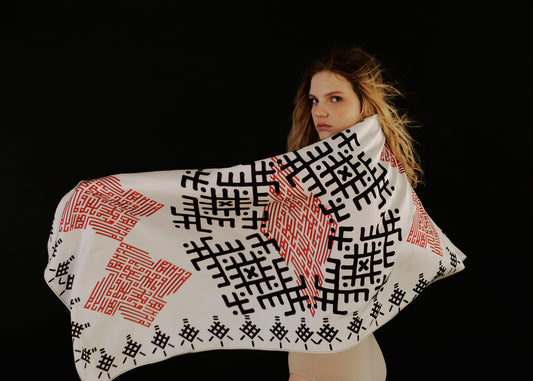 Renaissance Silk Scarf with Ethnic Motifs