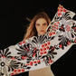 Silk scarf Red and Black with ethnic motives