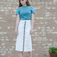 Skyblue Blouse and White skirt