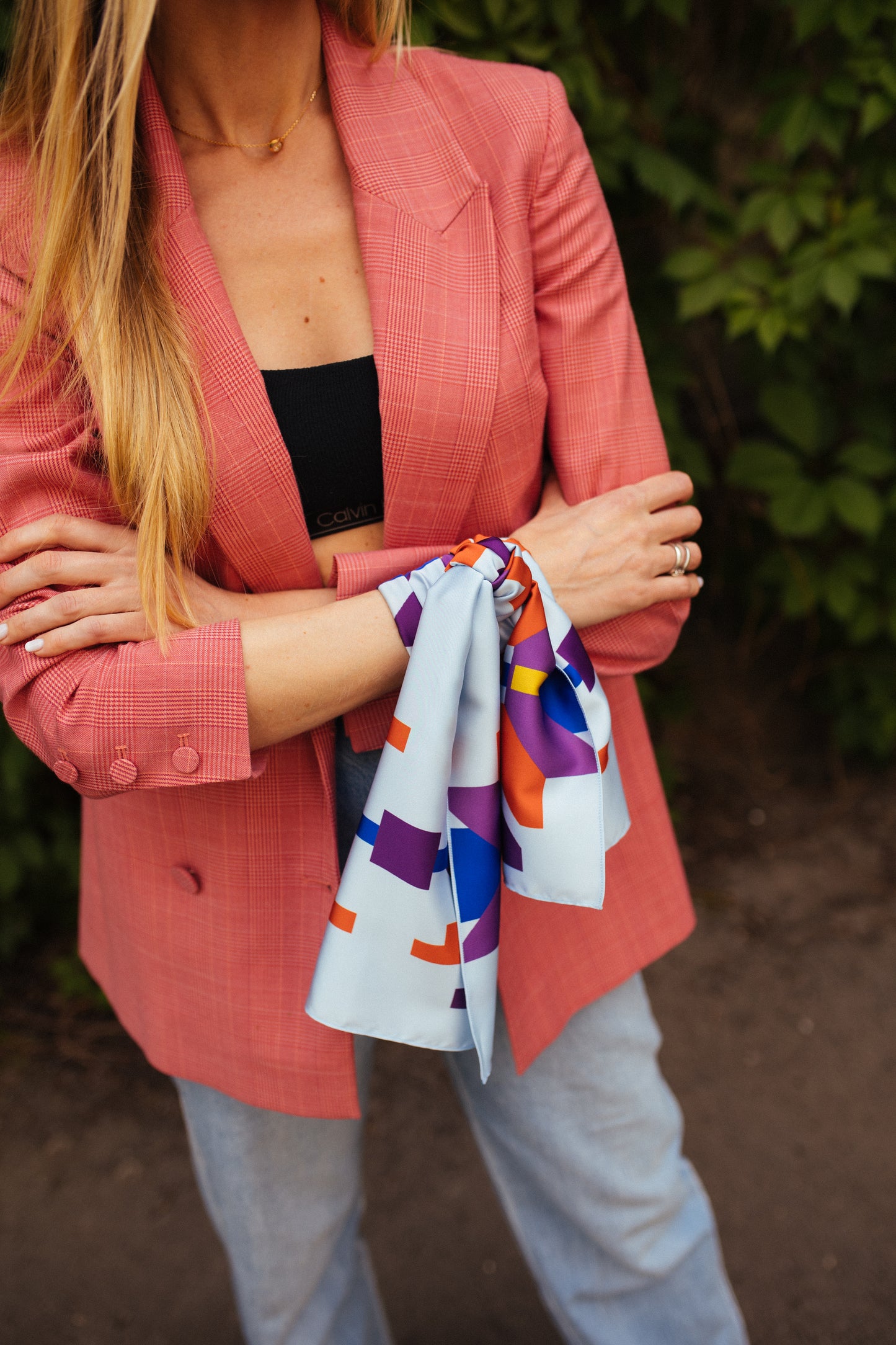 Silk scarf The Tree of Life with ethnic ornament