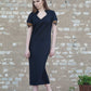 Black Linen Dress - Symbolic Rhombus Embroidery