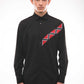 Designer Embroidered Shirt - Black & Red Motif for Men