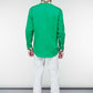 Hand-Embroidered Green Shirt - Folk Art Rhombus Design 1