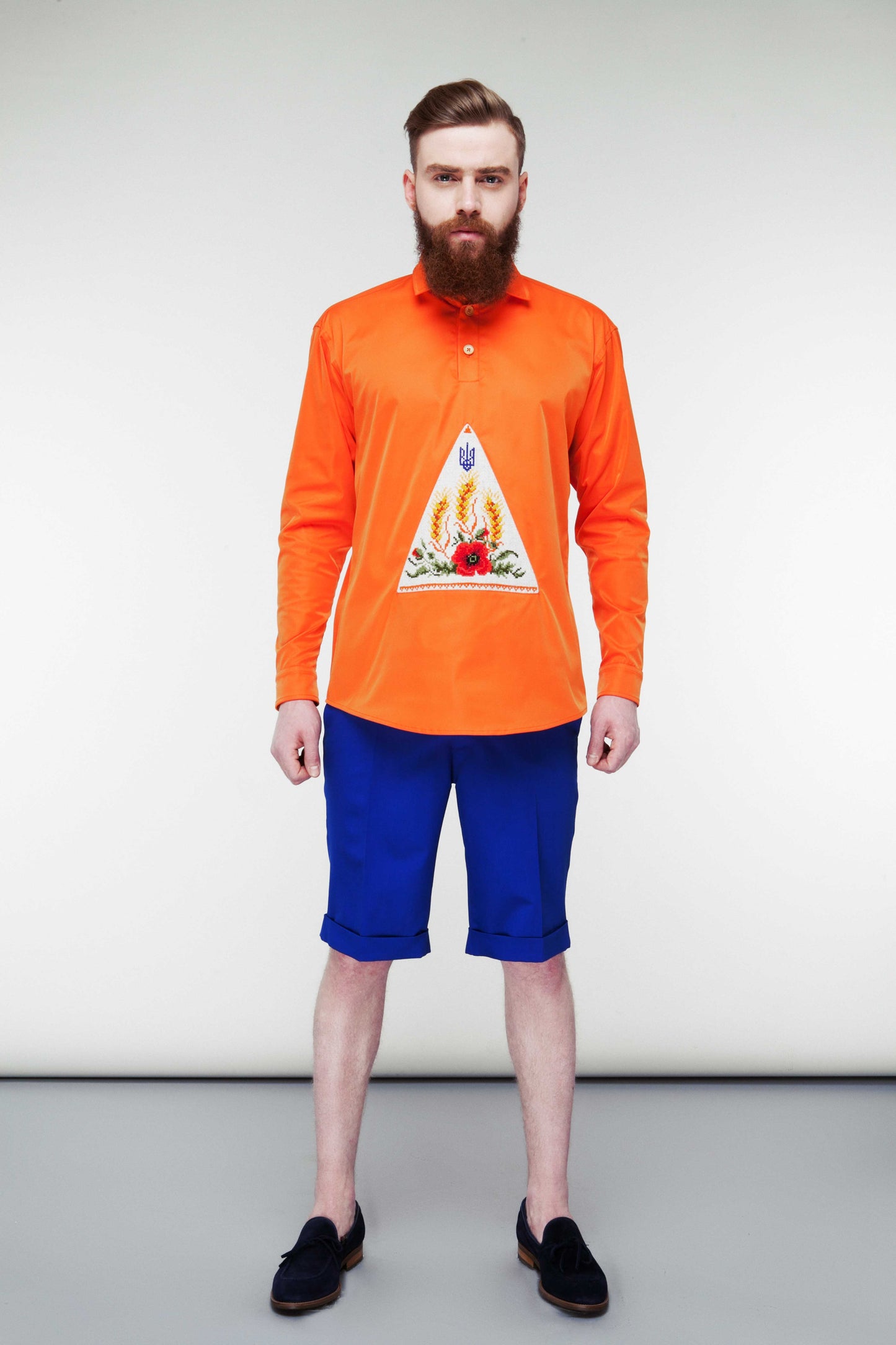 Hand-Embroidered Orange Shirt - Unique Grain Art
