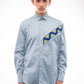 Lightblue Cotton Shirt - MAKI HOMMES Embossed Seams