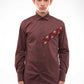 Men's Embroidered Shirt - Unique Brown Madeira Handmade Design