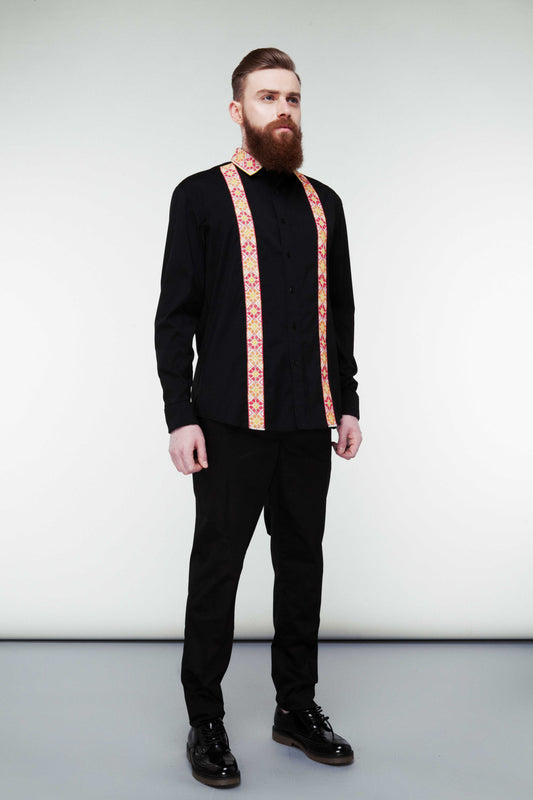Men's Embroidered Shirt - Heritage Striped Design