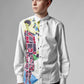 White Asymmetrical Cotton Shirt - Anastasis Soldat Print