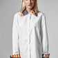 Women's White Shirt - Statement Collar & Cuffs with Art Print