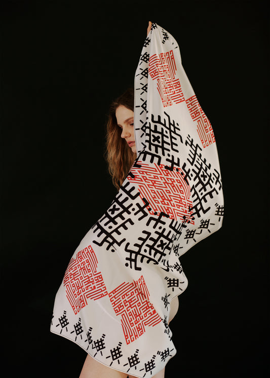 Renaissance Silk Scarf with Ethnic Motifs