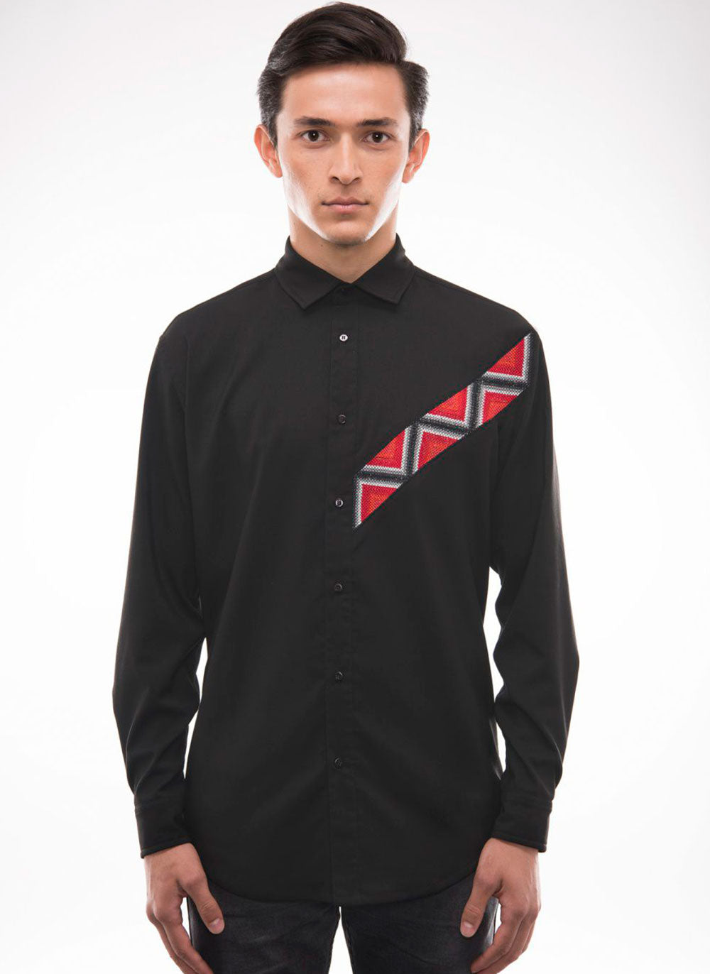 Embroidered Red&Black shirt of MAKI HOMMES