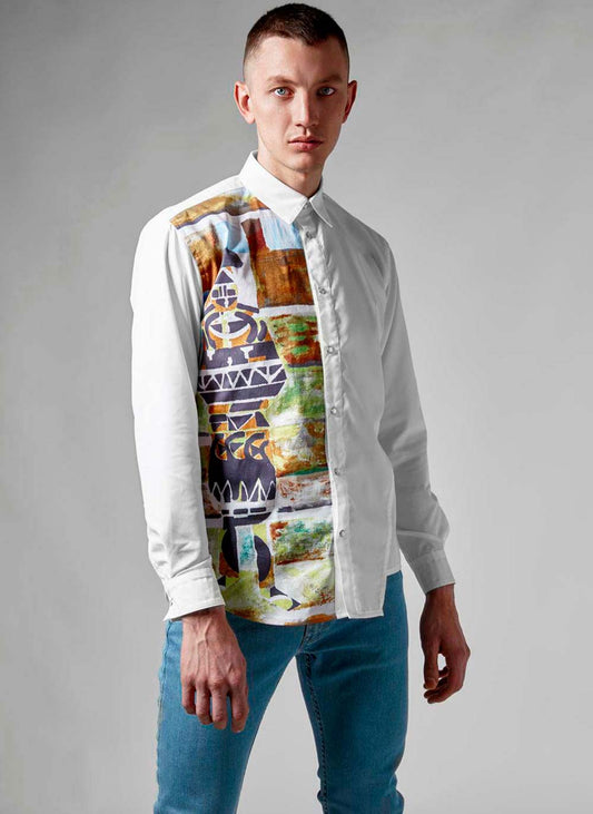 White asymmetrical Shirt with print Anastasis