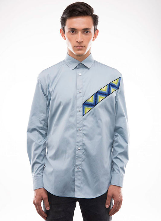Embroidered Lightblue shirt of MAKI HOMMES