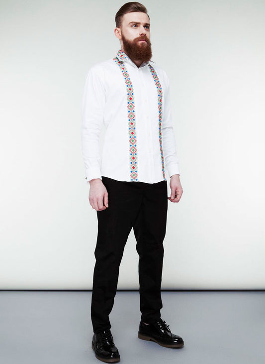 Embroidered with history lines White shirt
