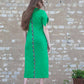 Linen Green Dress With magic rhombuses